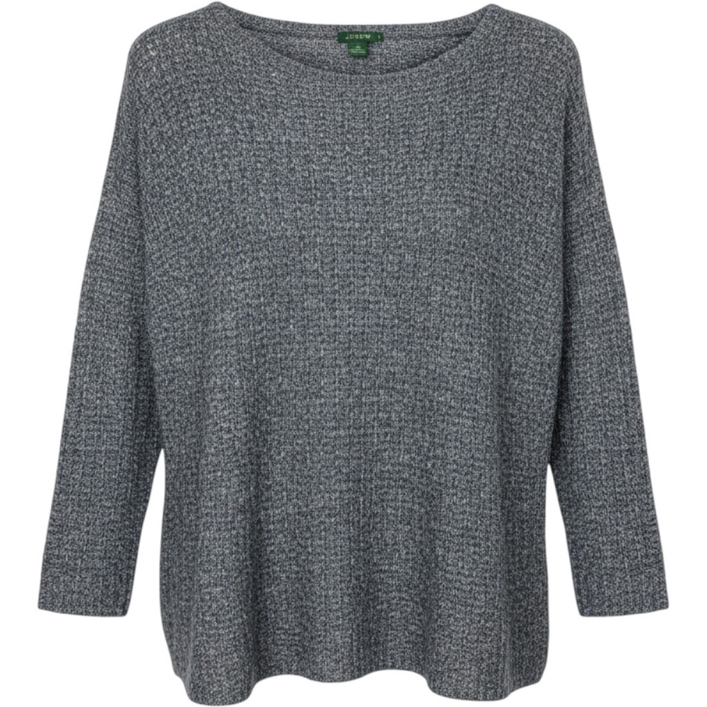 J.Crew Sweater Womens Large Gray Wool Linen Blend Marled Knit Boat Neck USA Made